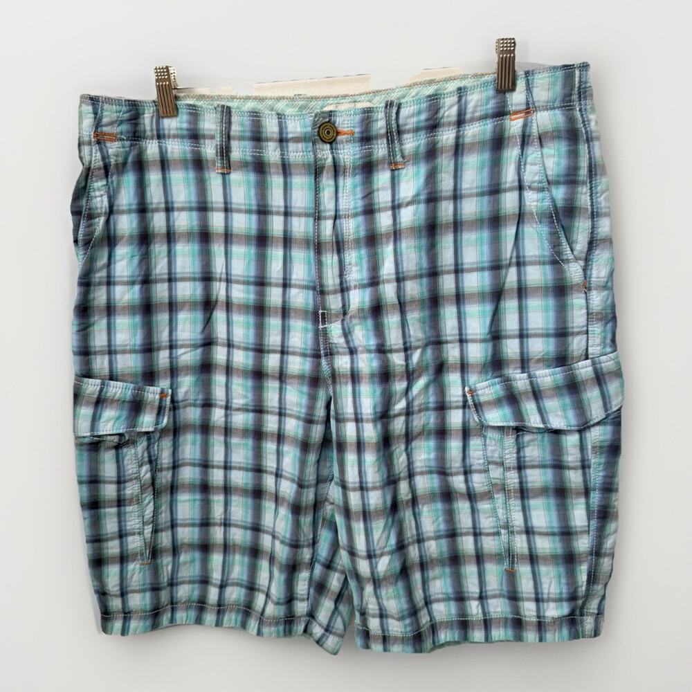 Tommy Bahama Shorts Blue Multicolor Plaid Cargo High Rise Preppy Beach 38